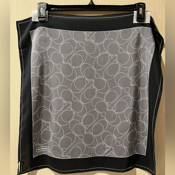 COACH 100% Silk Charmeuse Square Scarf w/Large Signature “C” Allover Print - Picture 5 of 12